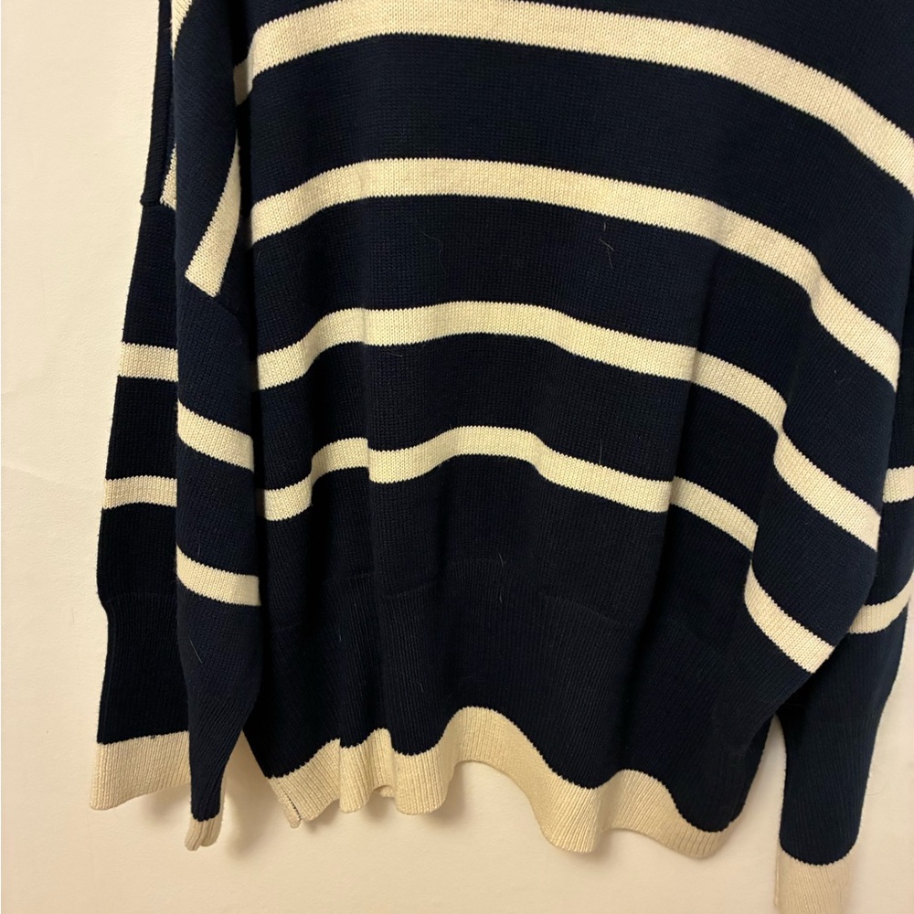 Topshop Black and Cream Striped Turtleneck Sweater - Picture 5 of 7